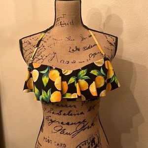 Gorgeous lemon and black contrast bikini top